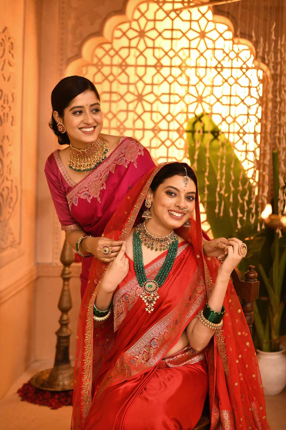 Fuchsia Pink Mushru Handloom Saree With Meenakari Border Fuchsia Pink Mushru Handloom Saree With Meenakari Border