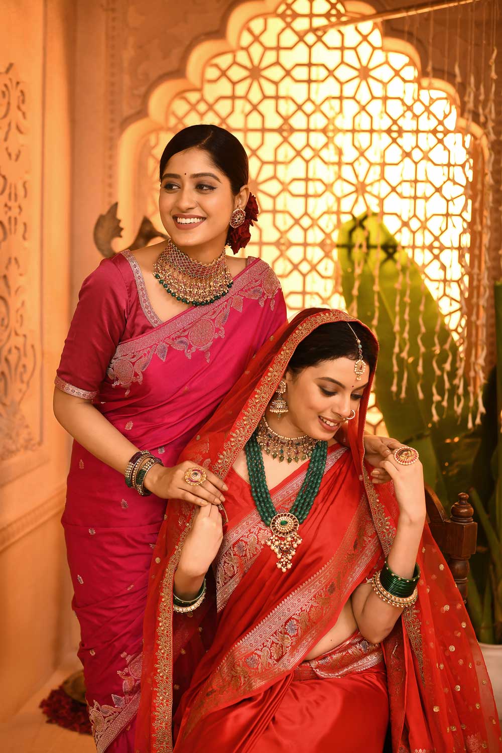 Fuchsia Pink Mushru Satin Handloom Saree With Meenakari Border Fuchsia Pink Mushru Satin Handloom Saree With Meenakari Border