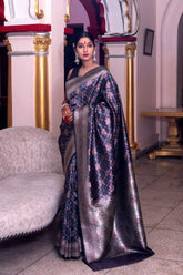 Black Tanchoi Jamawar Banarasi Handloom Saree