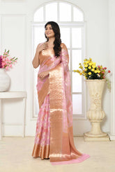 Rangkat Pure Kota Check Banarasi Handloom Saree