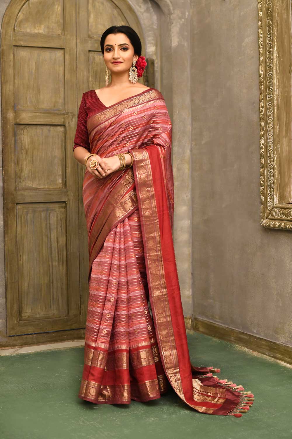 Rangkat Pure Katan Chiniya Silk Banarasi Handloom Saree