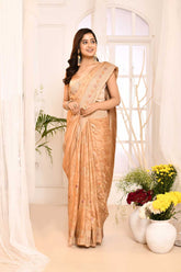 Tussar' Mushru Satin Banarasi Handloom Saree With Blouse