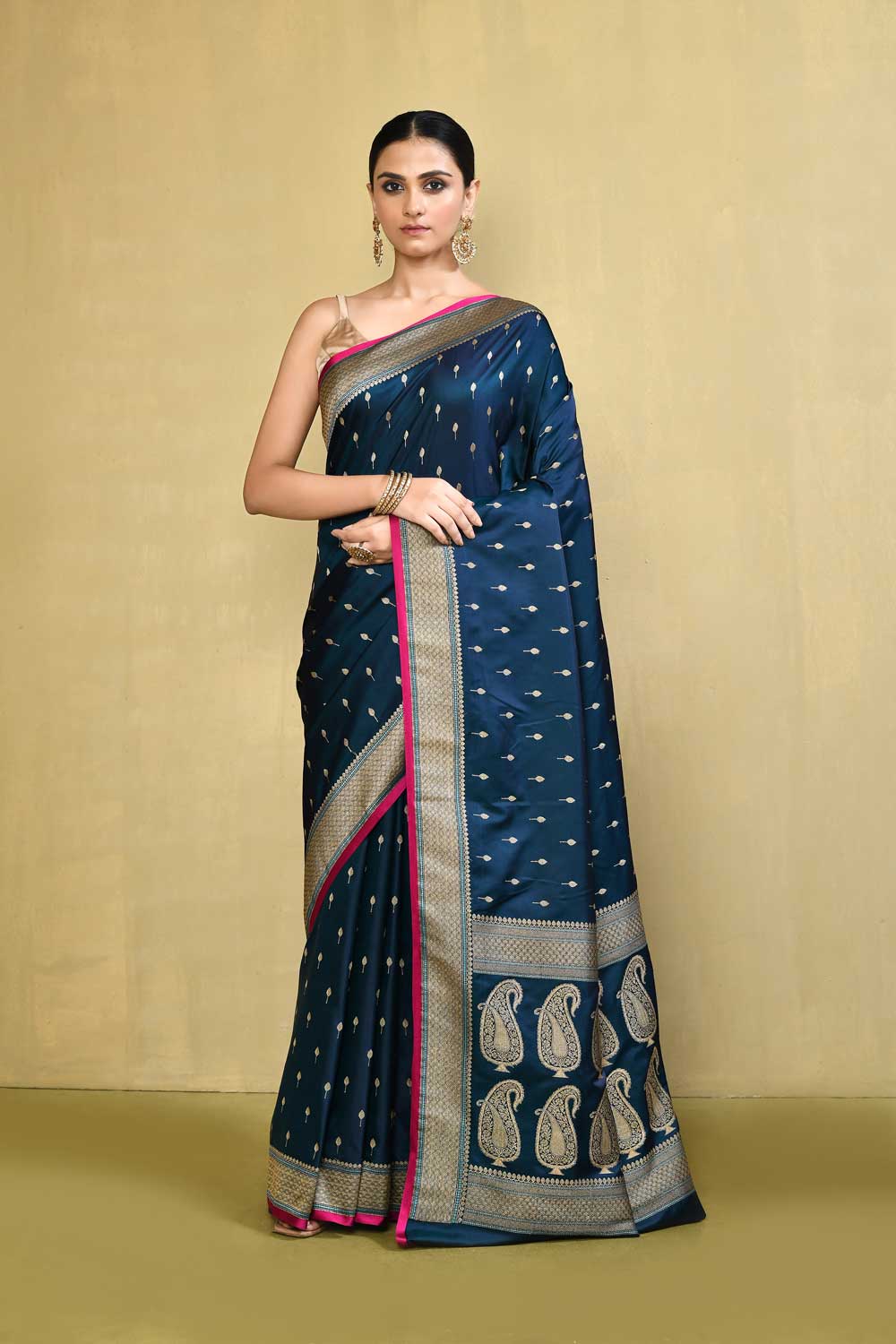 Teal Blue Banarasi Handloom Saree With Blouse Teal Blue Banarasi Handloom Saree With Blouse