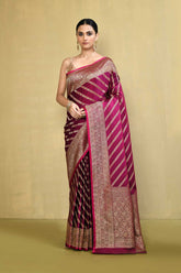 Magenta Pink Banarasi Handloom Saree With Blouse