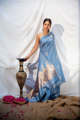 Rangkat Pure Katan Chiniya Silk Banarasi Handloom Saree With Kadhua Bootas