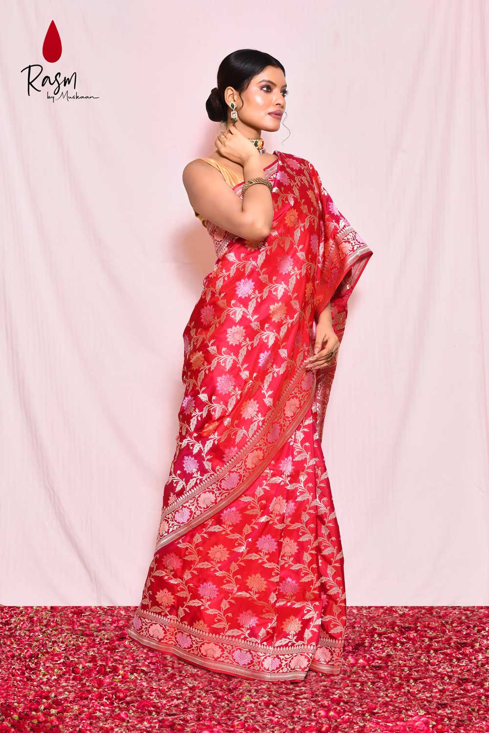 Red Pure Katan Silk Handloom Saree Red Pure Katan Silk Handloom Saree