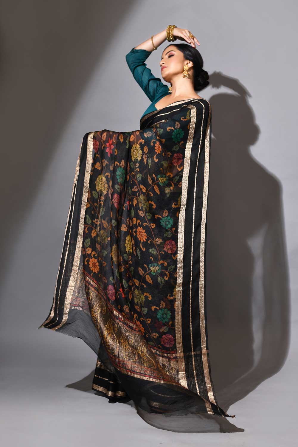 Black Kalamkari Banarasi Handloom silk Saree Black Kalamkari Banarasi Handloom silk Saree