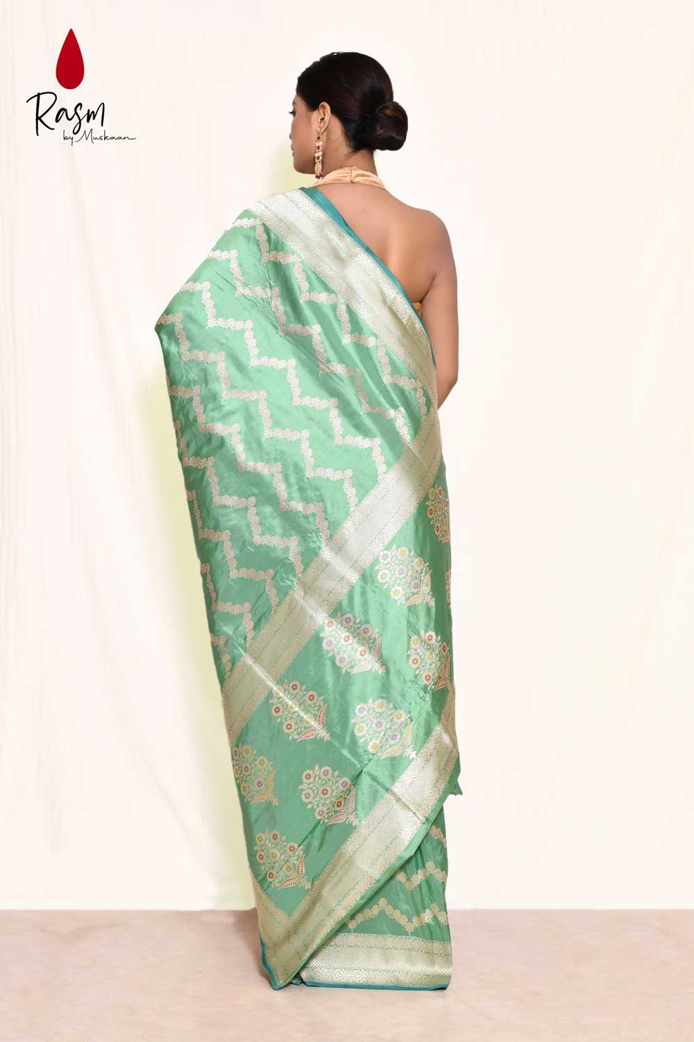 Sea Greenpure Katan Silk Handloom Saree Sea Greenpure Katan Silk Handloom Saree