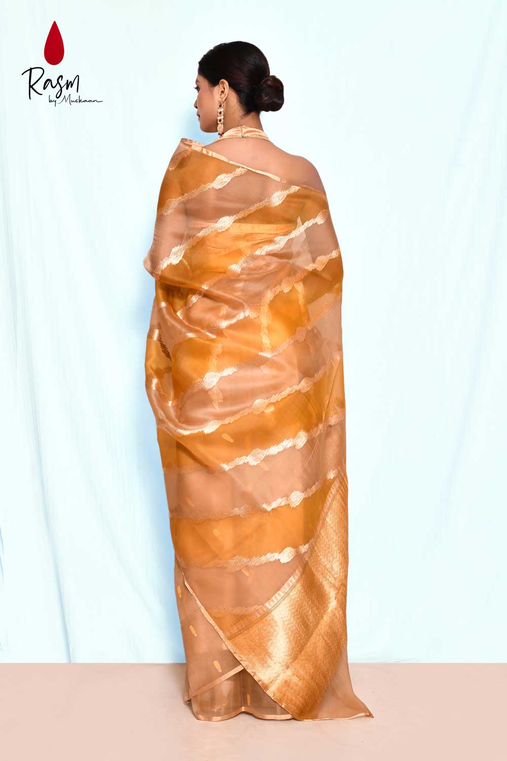 Rangkat Pure Kora Organza Banarasi Handloom Silk Saree With Modern Contemporary Body Rangkat Pure Kora Organza Banarasi Handloom Silk Saree With Modern Contemporary Body