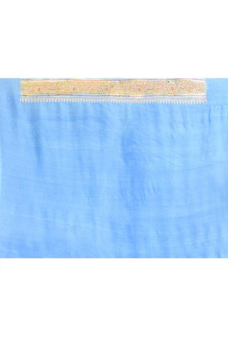 Rangkat Pure Tussar Georgette Banarasi handloom silk saree with stripe-patterned body- Kadhua boota and Meenakari border
