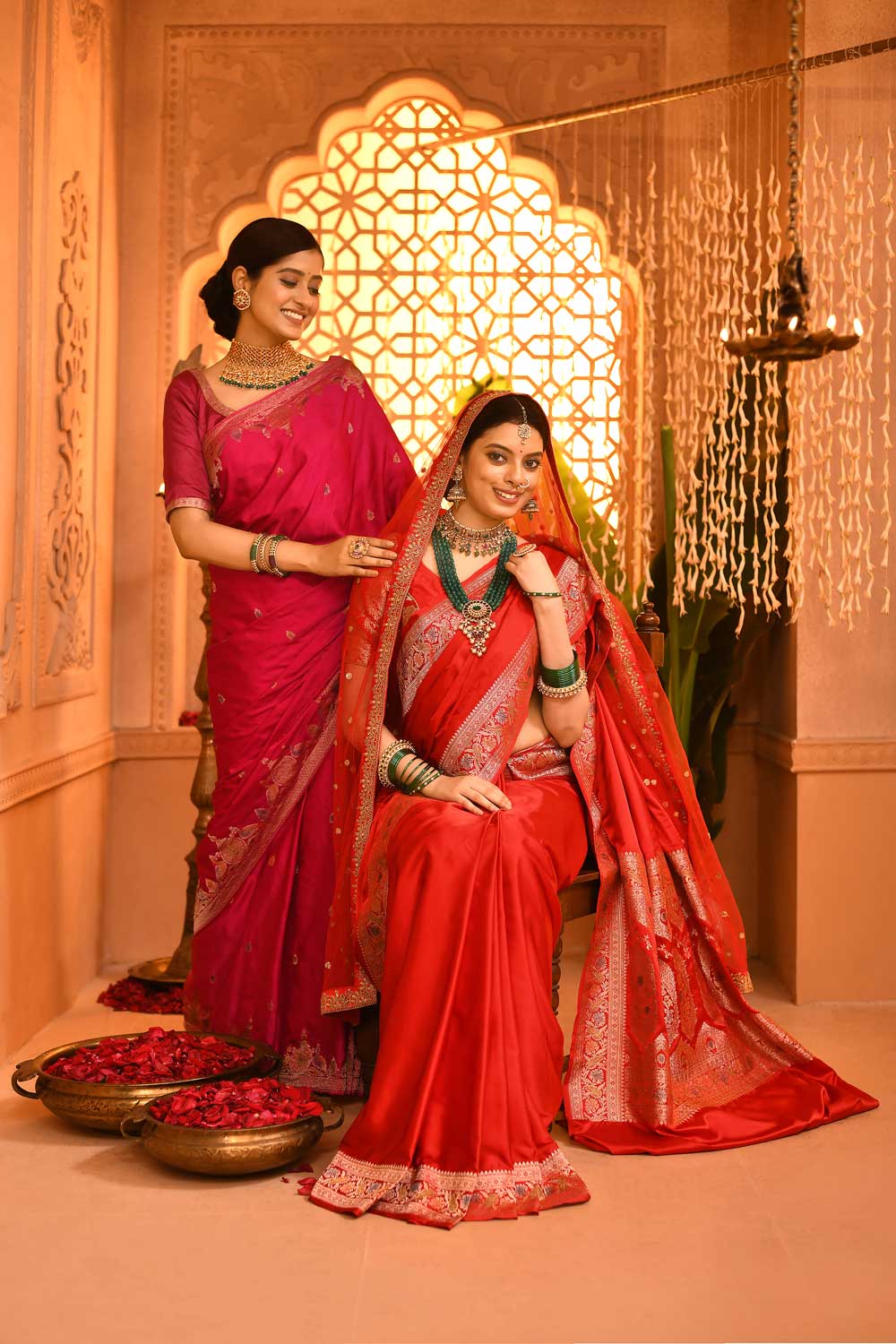 Satin Banarasi Handloom Saree With Meenakari Border Satin Banarasi Handloom Saree With Meenakari Border
