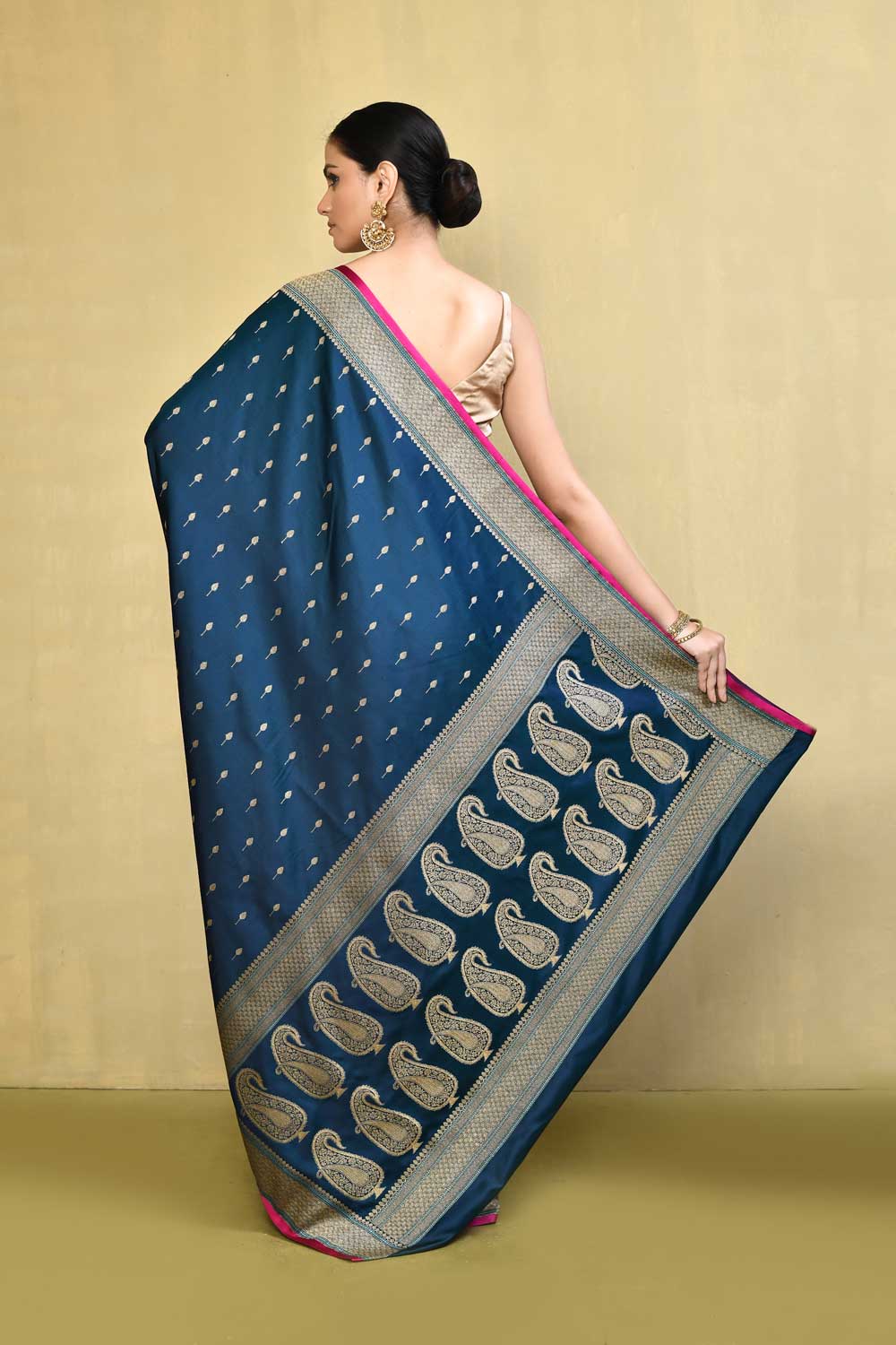 Teal Blue banarasi saree with booti Teal Blue banarasi saree with booti