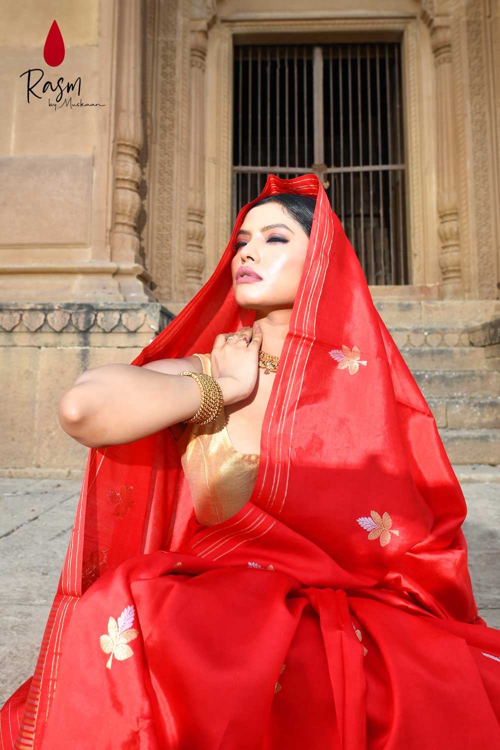 Red Pure Katan Silk Silk Banarasi Handloom Saree Red Pure Katan Silk Silk Banarasi Handloom Saree