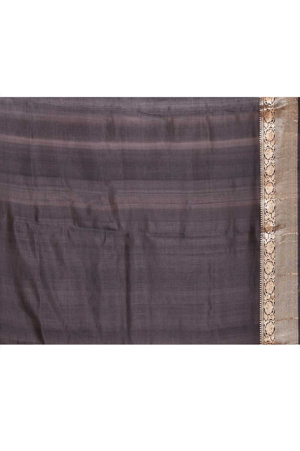 Black Pure Katan Handloom Saree With Ropa-Sona Stripe Pattern Design Black Pure Katan Handloom Saree With Ropa-Sona Stripe Pattern Design