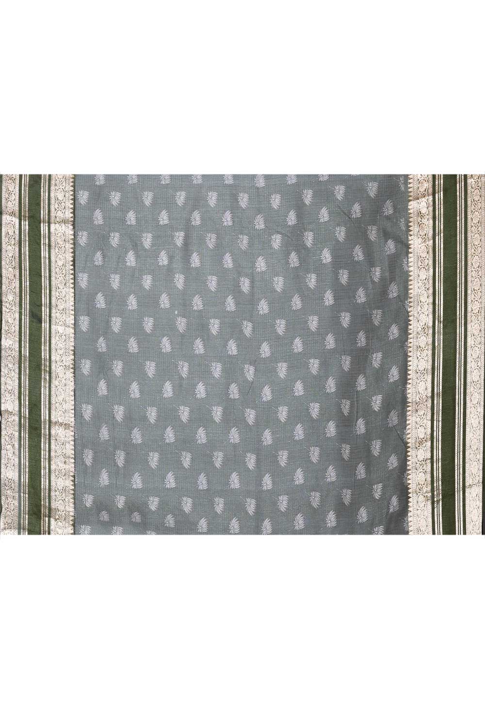 Olive Green Kalamkari Pure Kota Check Banarasi Handloom Saree Olive Green Kalamkari Pure Kota Check Banarasi Handloom Saree