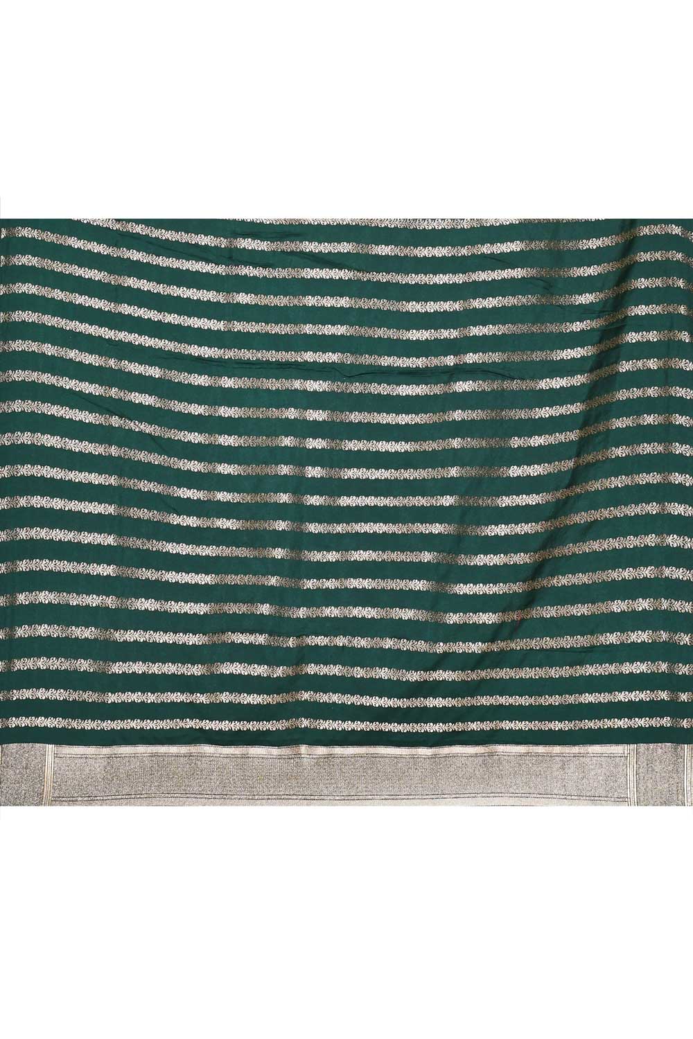 Bottle Green Mushru Satin Brocade Banarasi Handloom Saree Bottle Green Mushru Satin Brocade Banarasi Handloom Saree