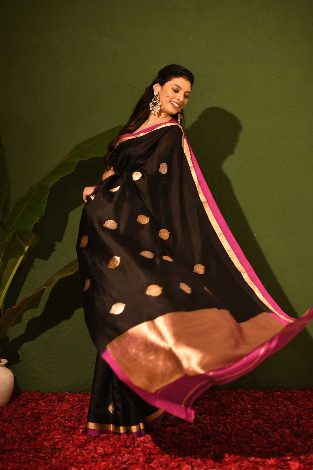 Blackpure Katan Silk Saree With Blouse Blackpure Katan Silk Saree With Blouse