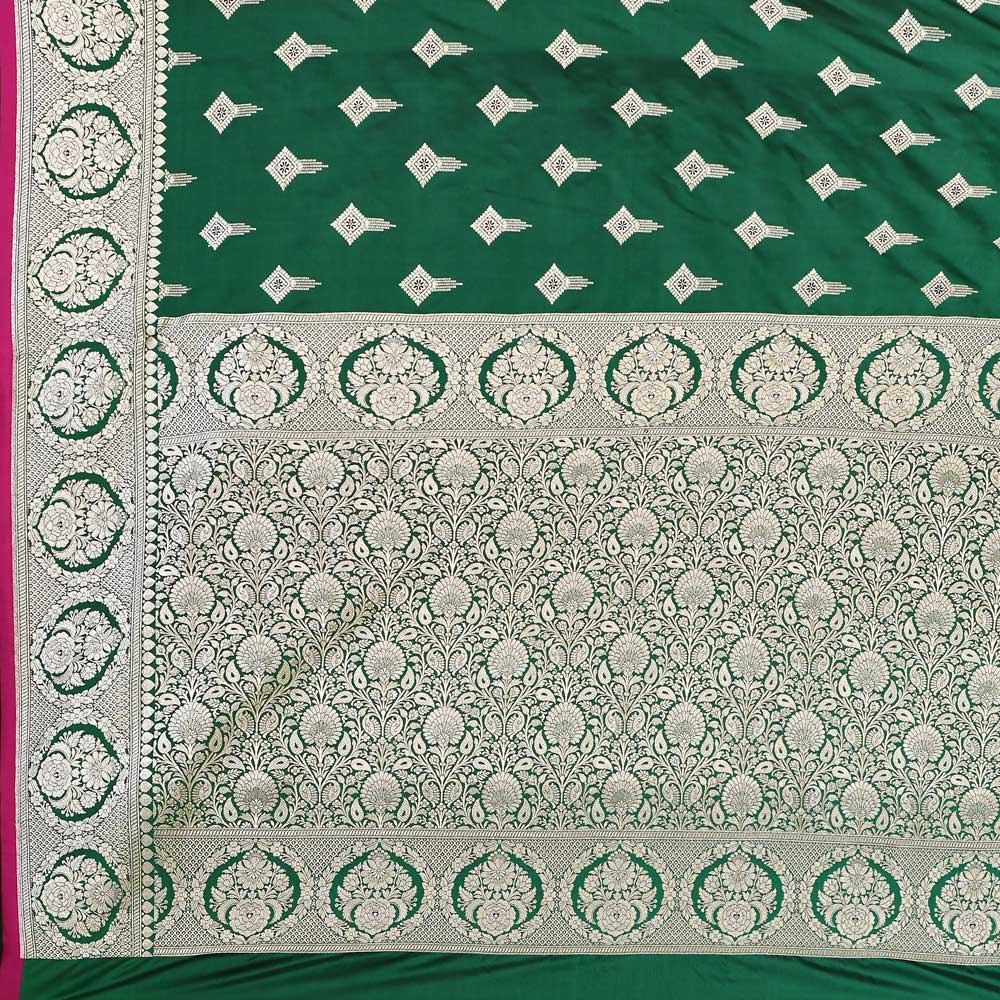 banarasi Saree With Handwoven boota and Border In Muted Gold Zari banarasi Saree With Handwoven boota and Border In Muted Gold Zari
