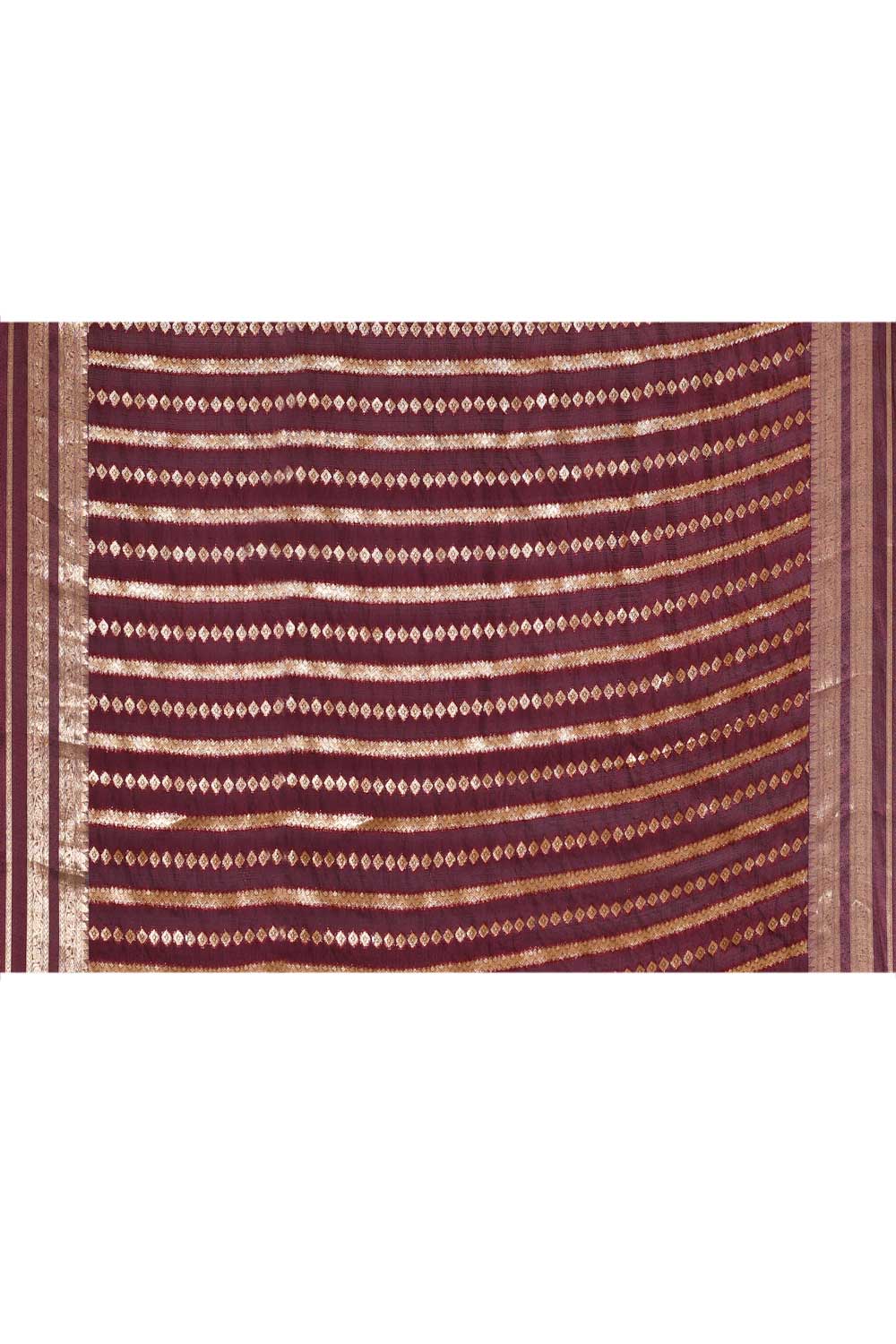 Deep Wine Pure Kota Check Banarasi Handloom Saree With Meenakari Jaal Deep Wine Pure Kota Check Banarasi Handloom Saree With Meenakari Jaal