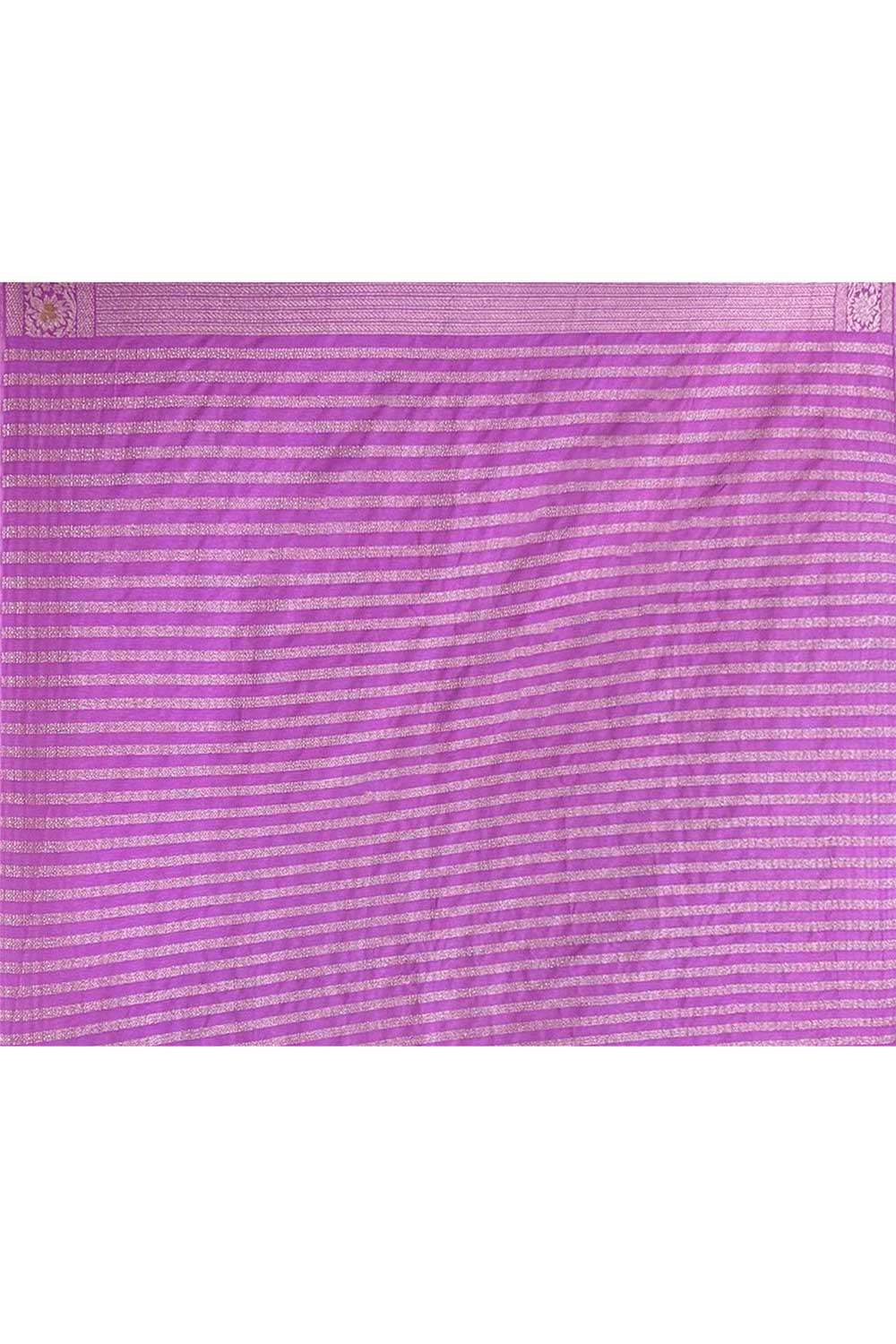 Purple 'Shikargah' Mushru Banarasi Handloom Saree With Tanchoi Jaal Work Purple 'Shikargah' Mushru Banarasi Handloom Saree With Tanchoi Jaal Work