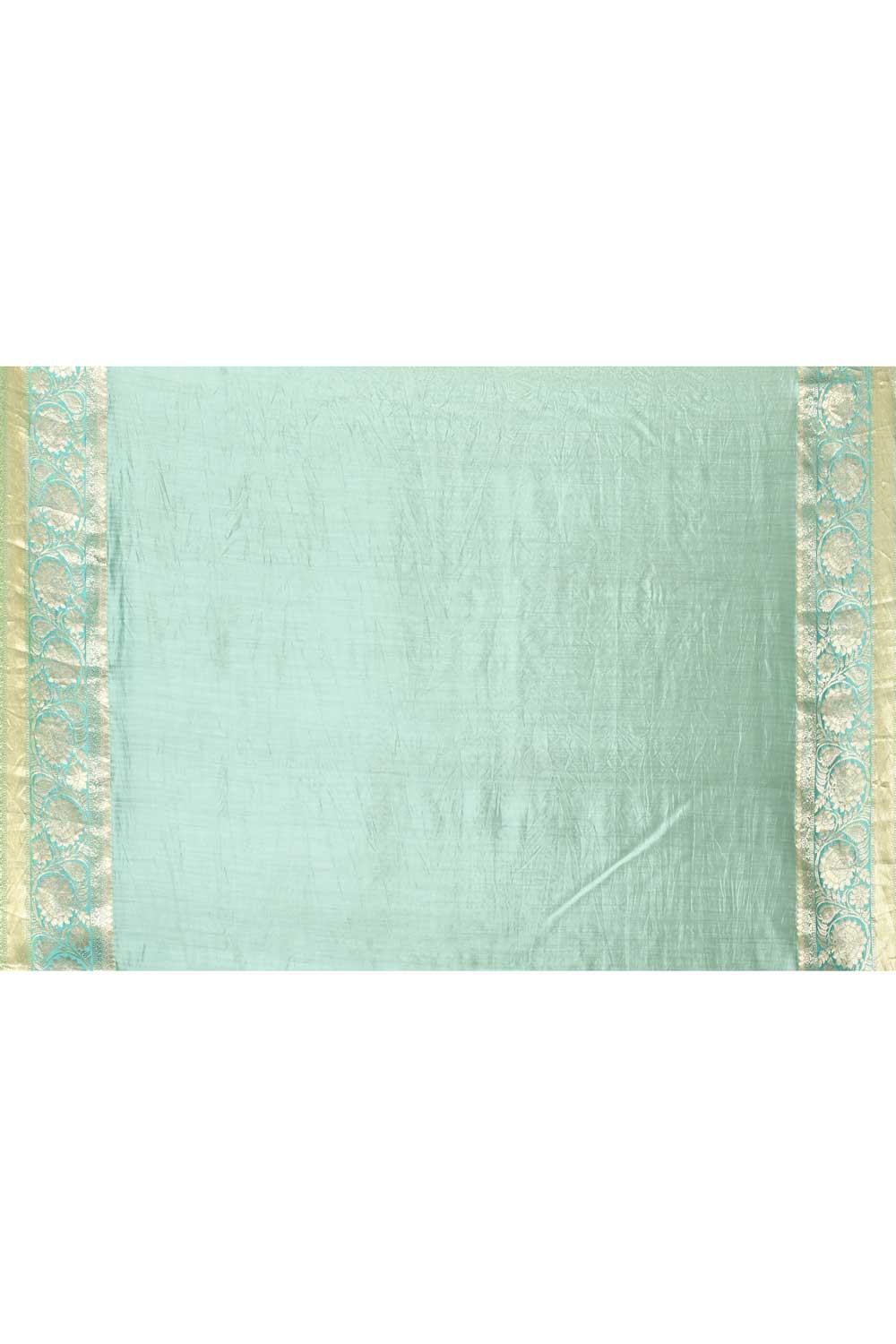 Rangkat Pure Katan Chiniya Silk Banarasi Handloom Saree With Ropa Sona Strped Body And Border Rangkat Pure Katan Chiniya Silk Banarasi Handloom Saree With Ropa Sona Strped Body And Border