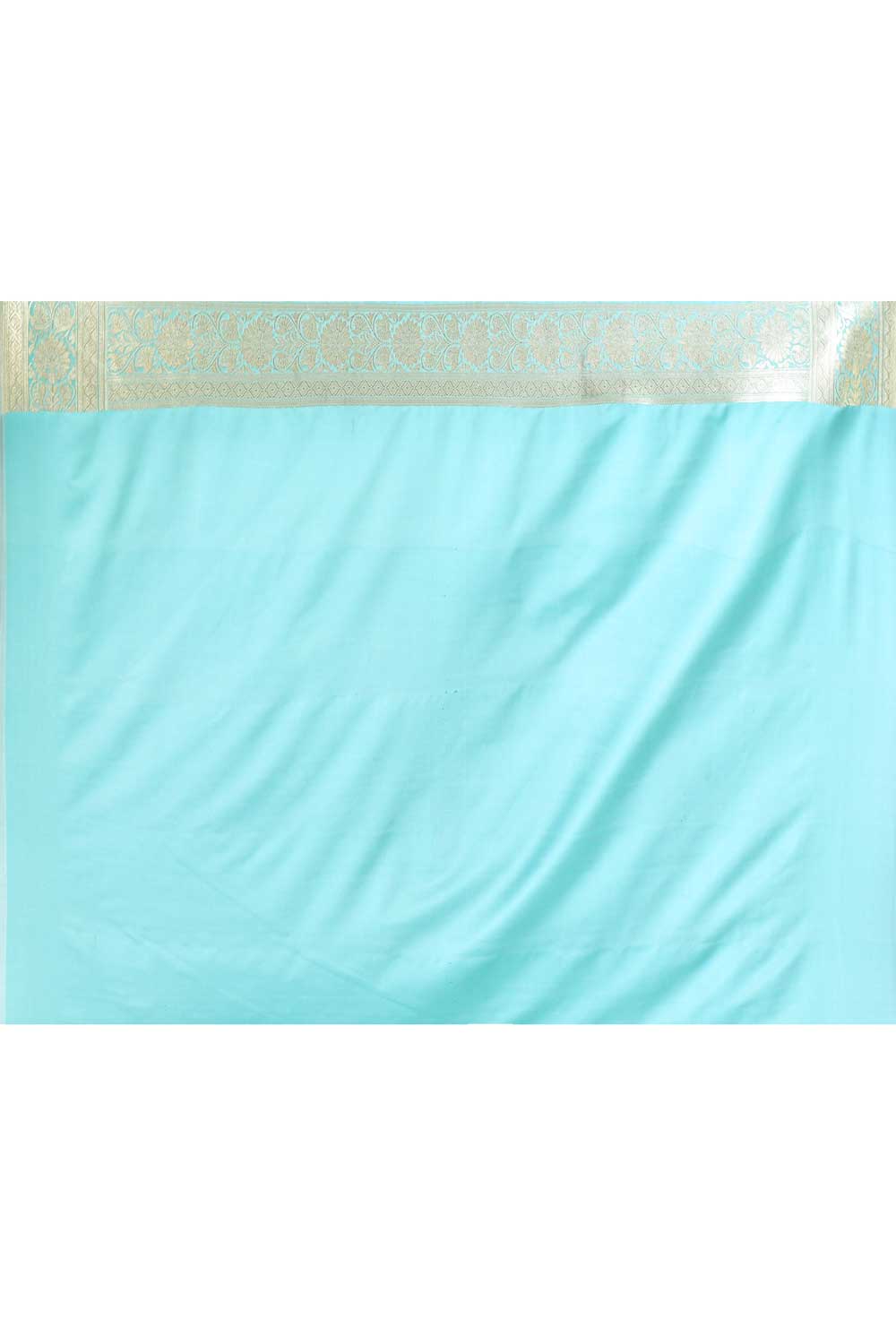 Heavenly Blue Reshmi Tanchoi Saree, Handcrafted Border Heavenly Blue Reshmi Tanchoi Saree, Handcrafted Border