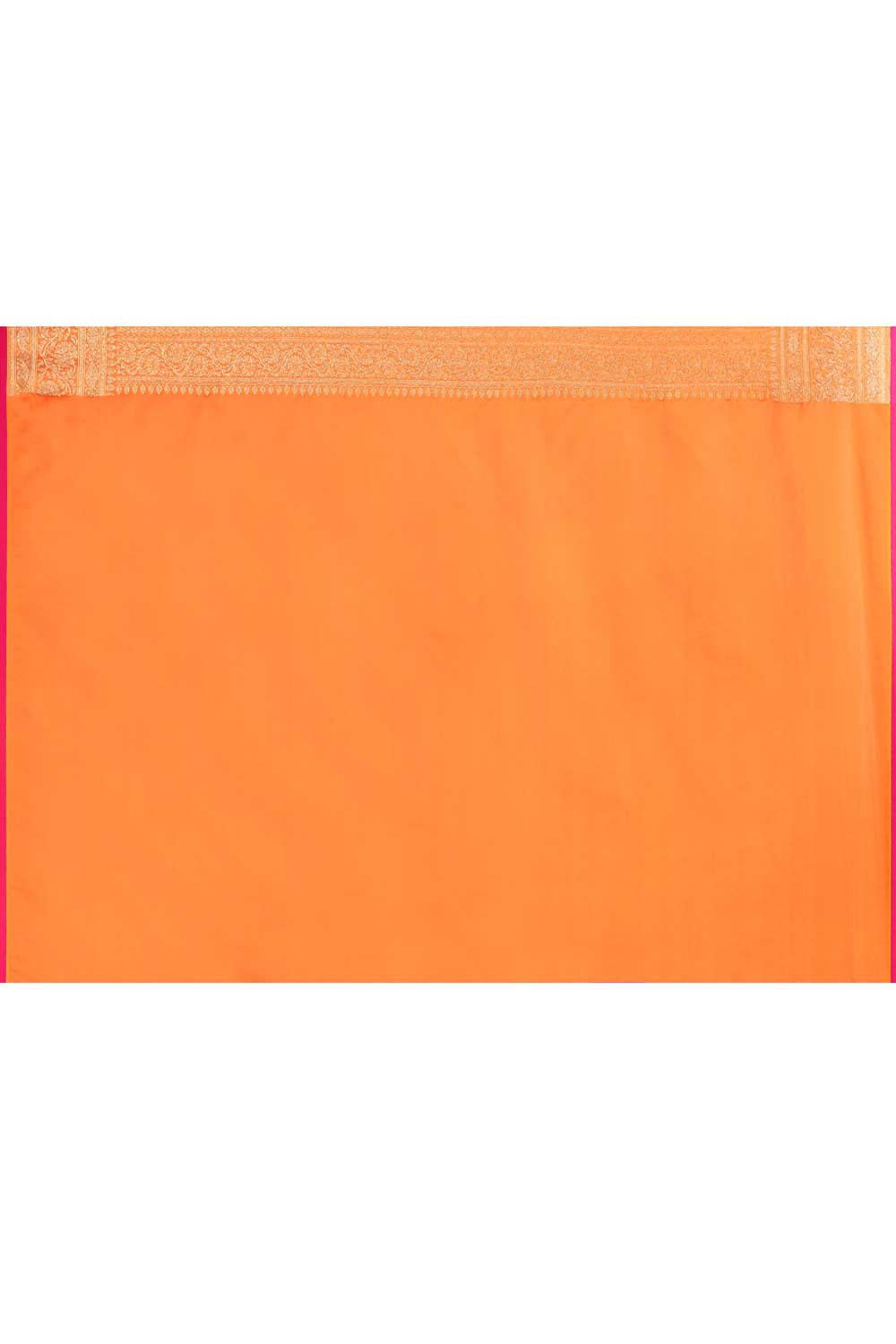 Orange Banarasi Handloom Saree With contemporary adda stripe pattern Design Orange Banarasi Handloom Saree With contemporary adda stripe pattern Design