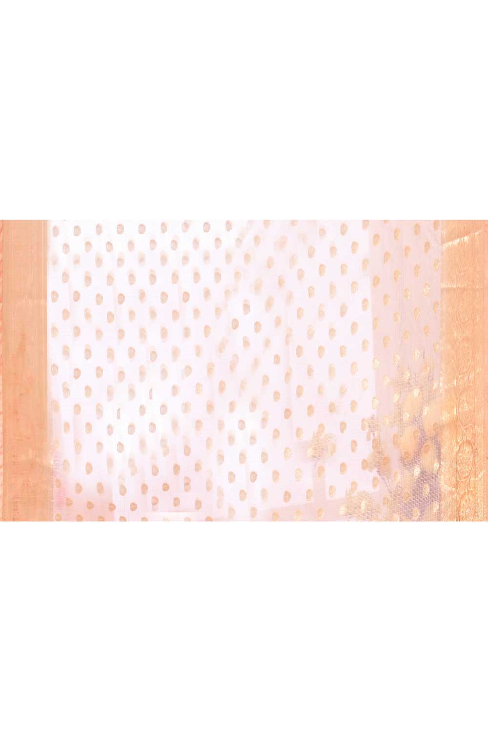 Peach Pure Kota Check Banarasi Handloom Saree With Meenakari Jaal Peach Pure Kota Check Banarasi Handloom Saree With Meenakari Jaal