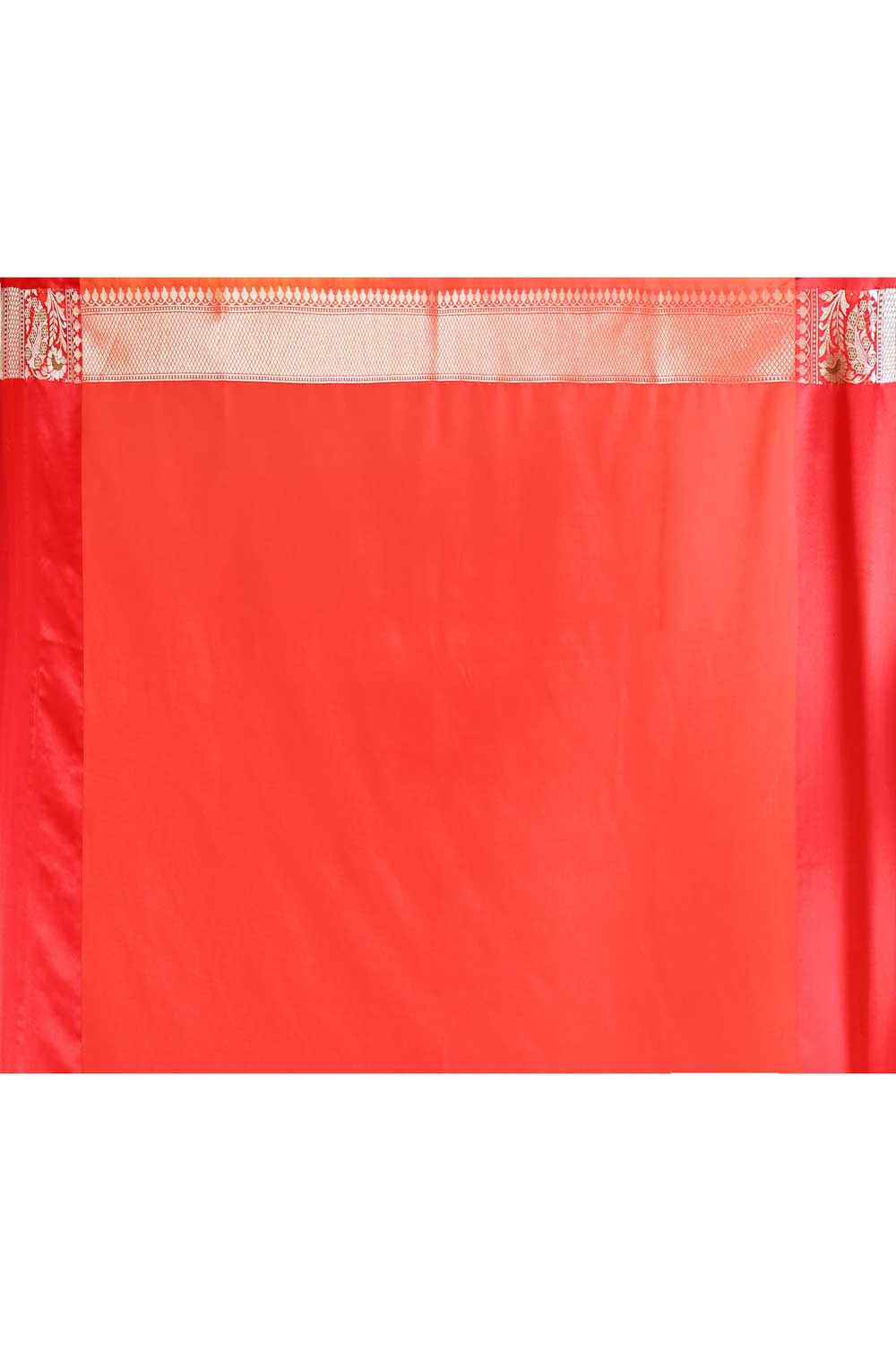 Tussar/Beige - Red Banarasi Handloom Saree With Contrast Meenakari Border Tussar/Beige - Red Banarasi Handloom Saree With Contrast Meenakari Border
