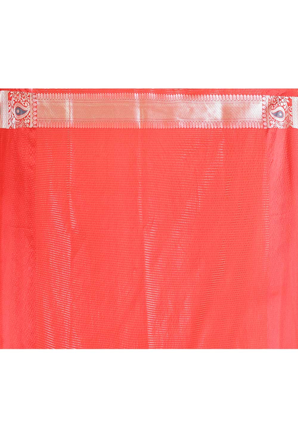 Tussar/ Beige - Red Banarasi Handloom Saree with Contrast Meenakari Border Tussar/ Beige - Red Banarasi Handloom Saree with Contrast Meenakari Border