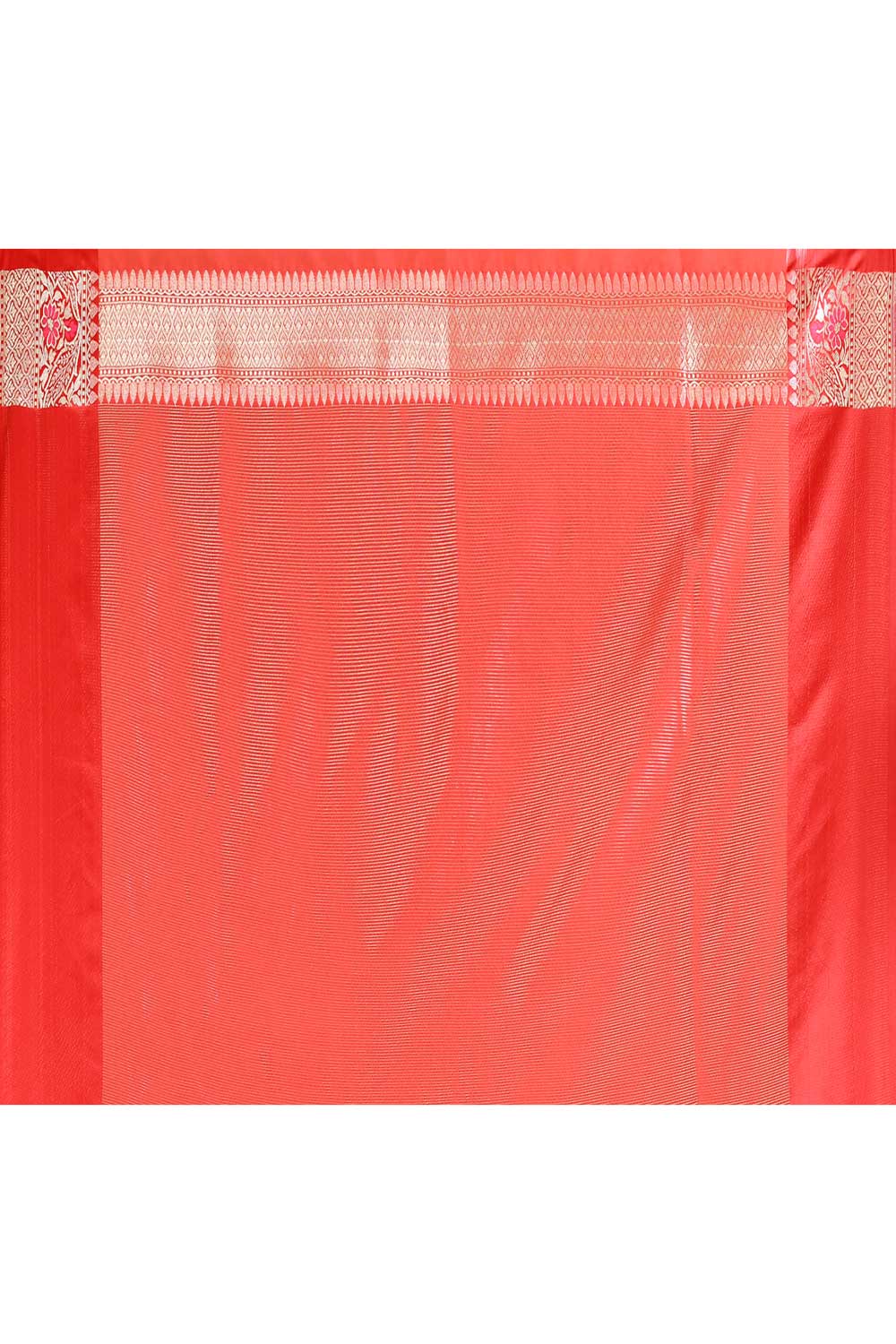 Bottle Green - Red Banarasi Handloom Saree With Meenakari Border Bottle Green - Red Banarasi Handloom Saree With Meenakari Border