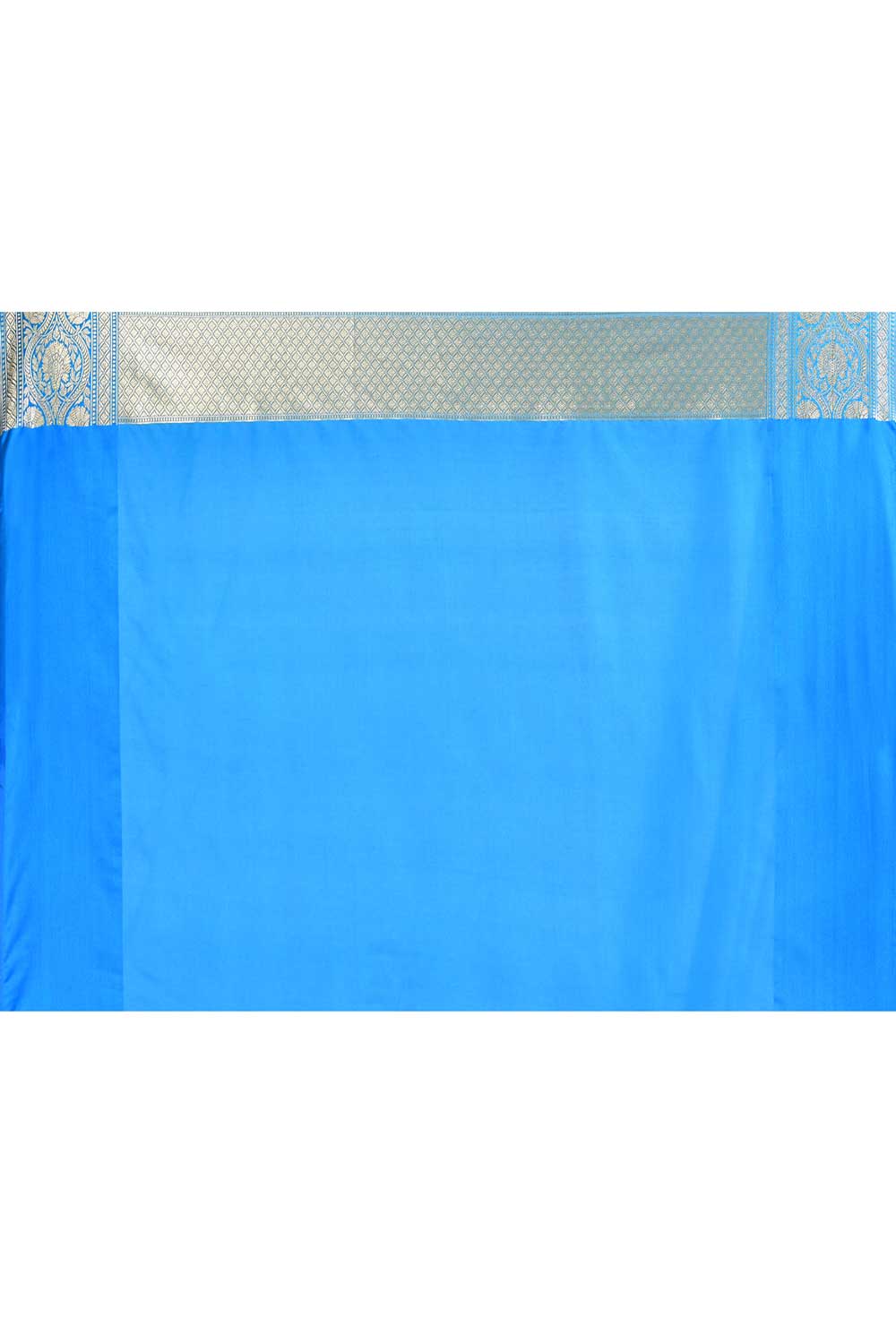 Yellow - Blue Banarasi Handloom Saree With Contrast Border Yellow - Blue Banarasi Handloom Saree With Contrast Border