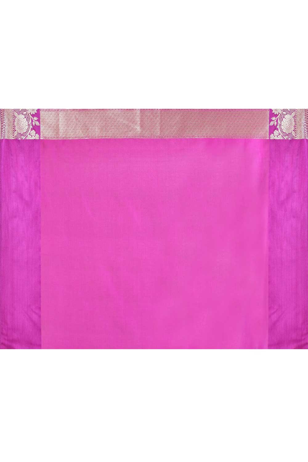 Off-White & Magenta Banarasi Handloom Saree, Contrasting Border Off-White & Magenta Banarasi Handloom Saree, Contrasting Border