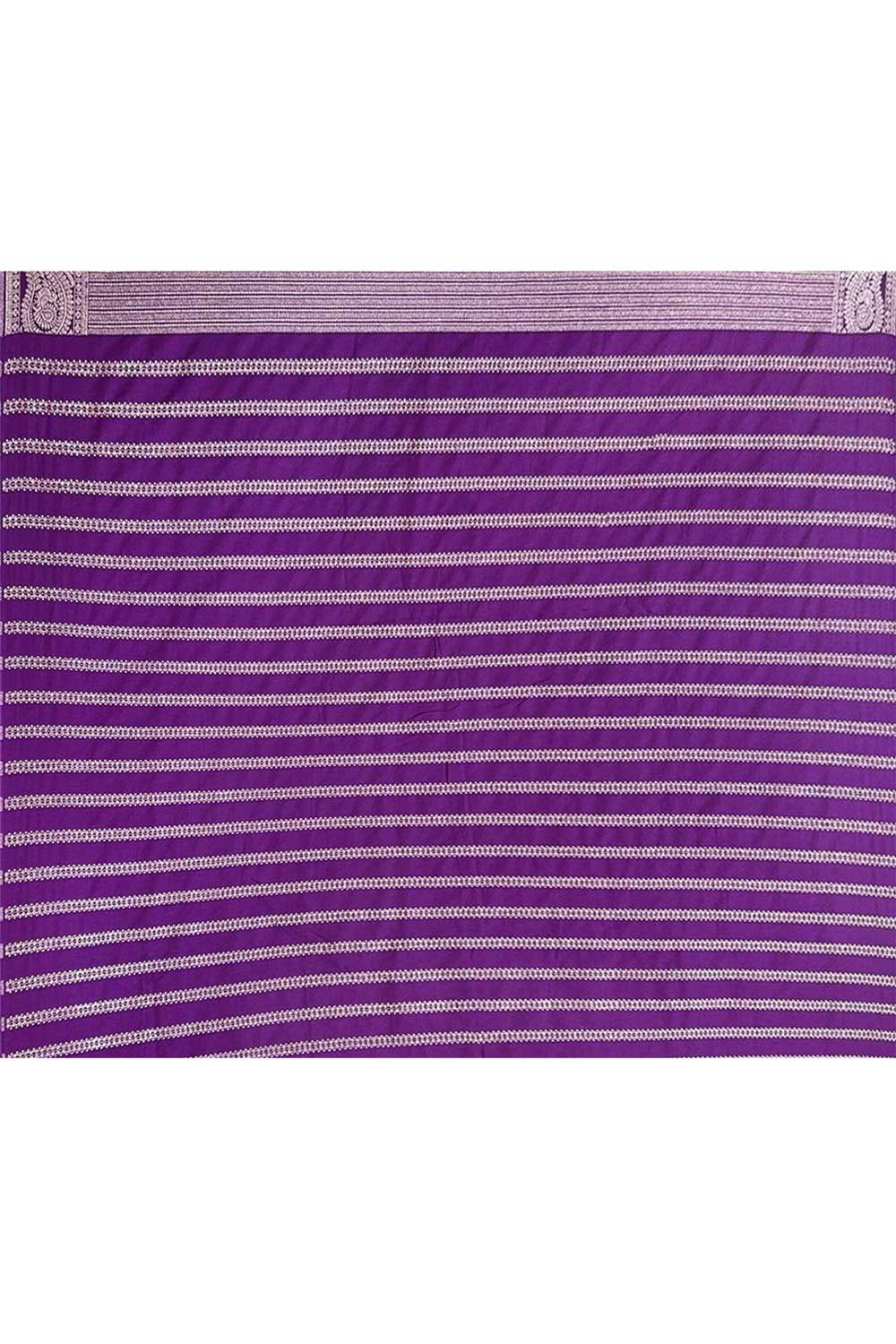 Plum Satin Banarasi Saree With Tanchoi Jaal Plum Satin Banarasi Saree With Tanchoi Jaal