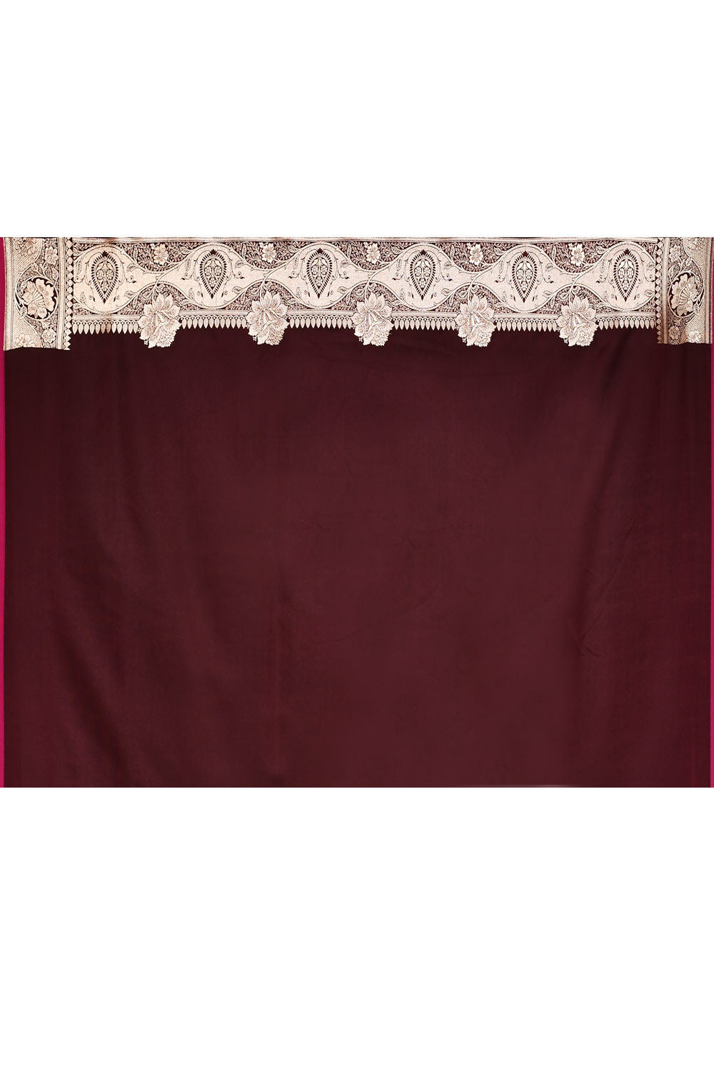 Cranberry Maroon Semi Katan Mushru Satin  Banarasi Handloom Saree Cranberry Maroon Semi Katan Mushru Satin  Banarasi Handloom Saree