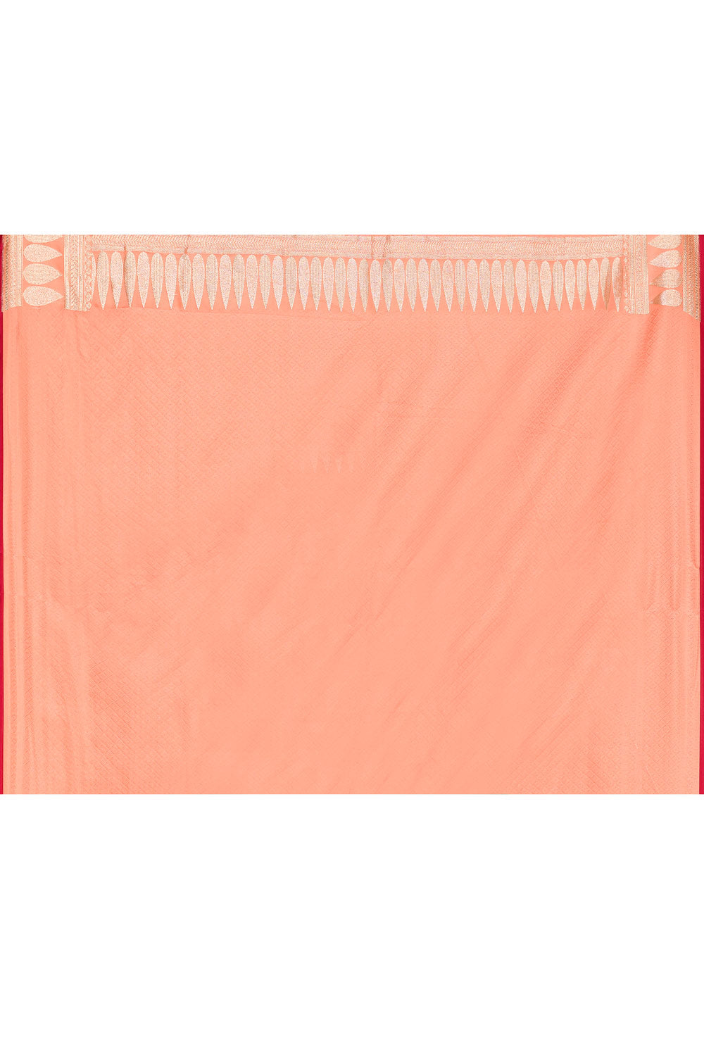 Coral Peach-Semi Katan Mushru Satin Banarasi Handloom Saree Coral Peach-Semi Katan Mushru Satin Banarasi Handloom Saree