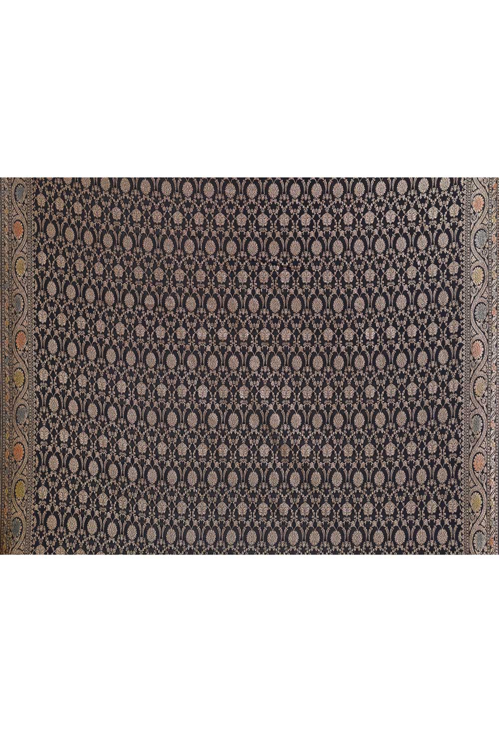 Black Pure Crepe Georgette Banarasi Handloom Silk Saree Black Pure Crepe Georgette Banarasi Handloom Silk Saree