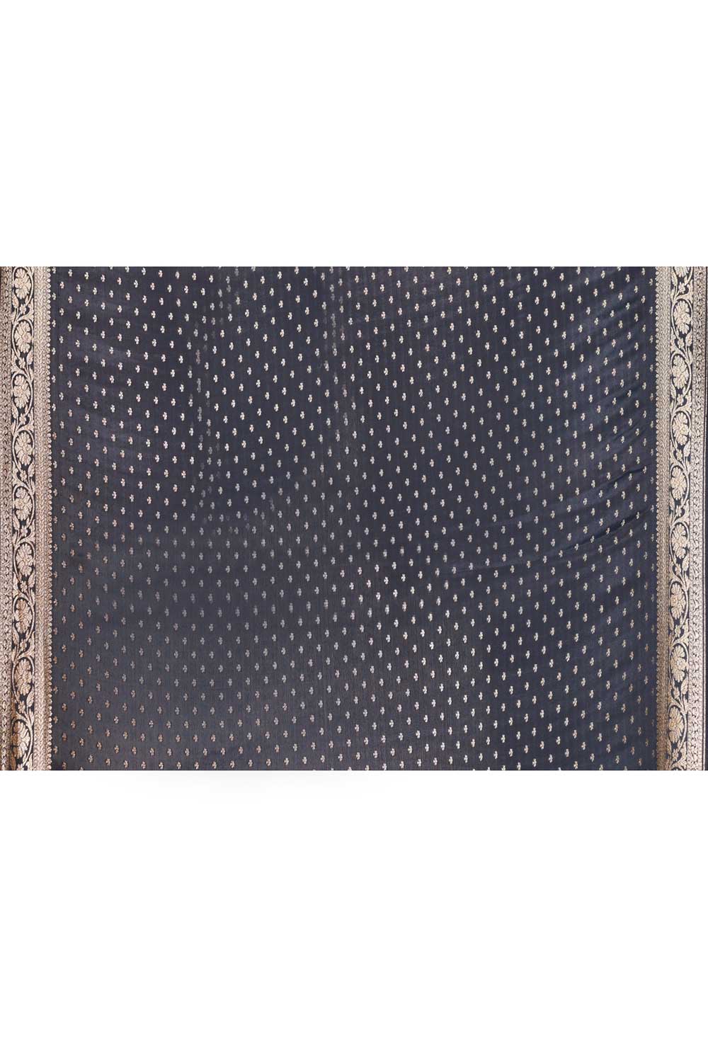 Grey - Black Banarasi Handloom Silk Saree Grey - Black Banarasi Handloom Silk Saree