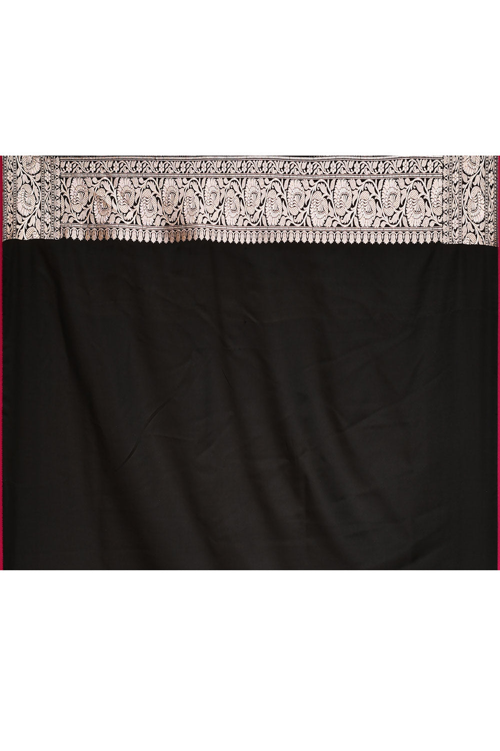 Black Semi Katan Mushru Satin Silk Banarasi Handloom Saree Black Semi Katan Mushru Satin Silk Banarasi Handloom Saree
