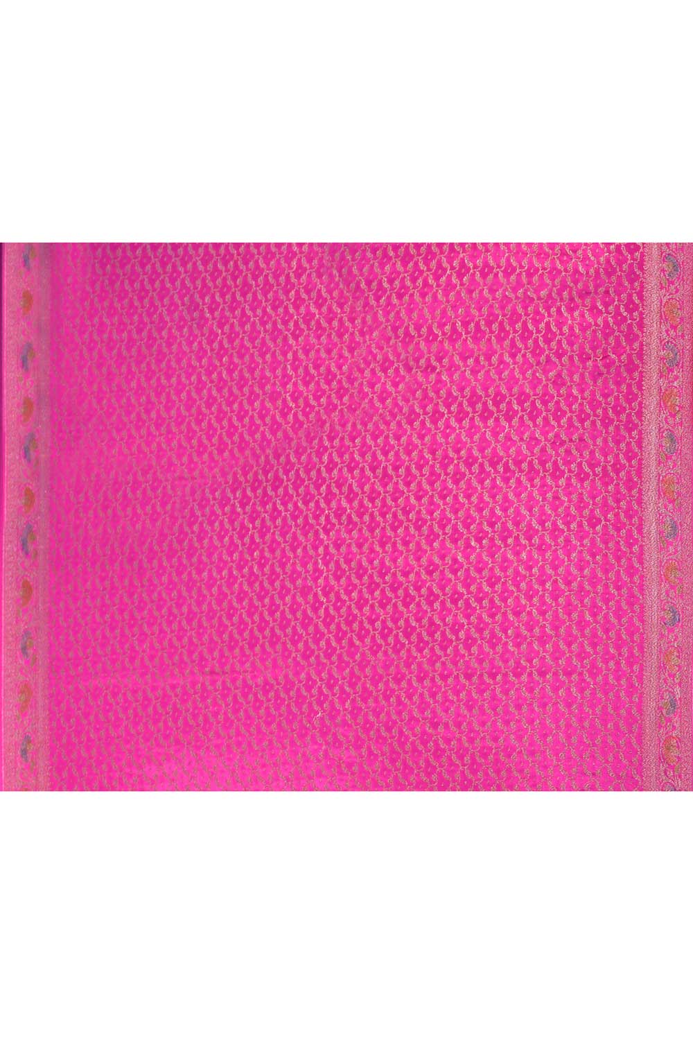 Rani Pink Pure Crepe Georgette Banarasi Handloom Silk Saree With Meenakari Rani Pink Pure Crepe Georgette Banarasi Handloom Silk Saree With Meenakari