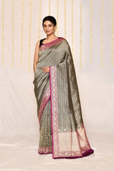 Black - Purple Pure Katan Silk kadhua Banarasi Handloom Silk Saree