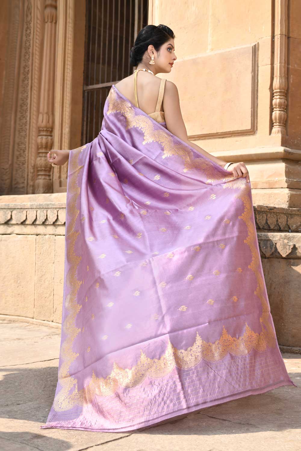 Dusty Purple' Banarasi Handloom katan silk Saree Dusty Purple' Banarasi Handloom katan silk Saree
