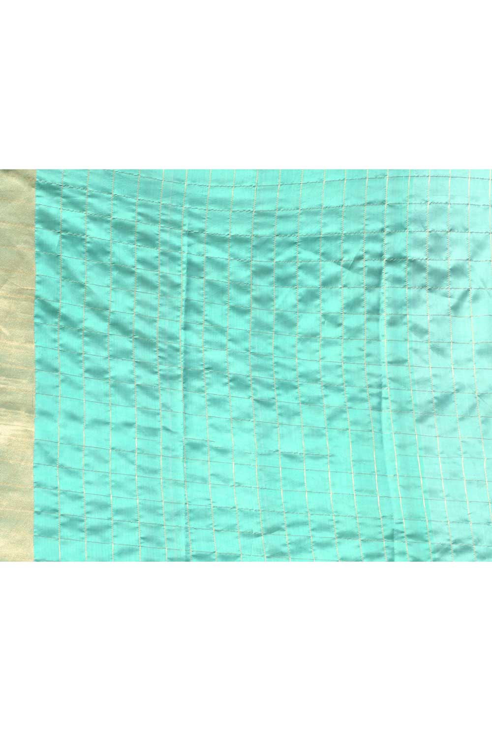 Turquoise Pure Katan Silk Banarasi Handloom Saree With kadhua Border Turquoise Pure Katan Silk Banarasi Handloom Saree With kadhua Border