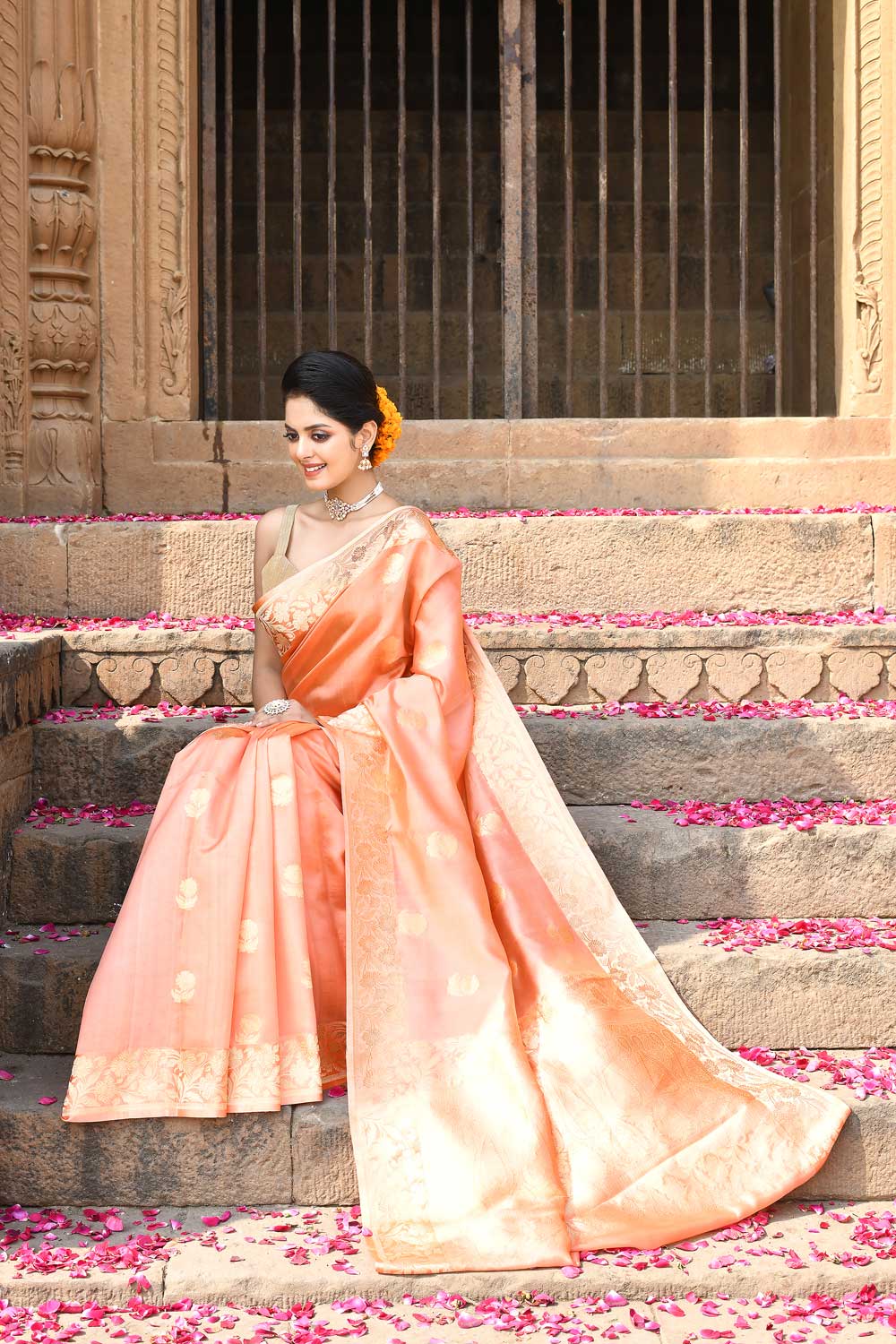 katan banarasi silk saree with kadhua boota in gold zari katan banarasi silk saree with kadhua boota in gold zari