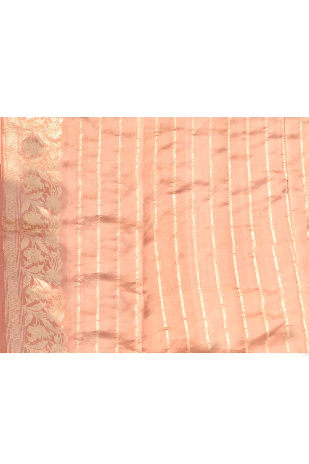 Coral Peach Pure Katan Silk Banarasi Handloom Saree Coral Peach Pure Katan Silk Banarasi Handloom Saree