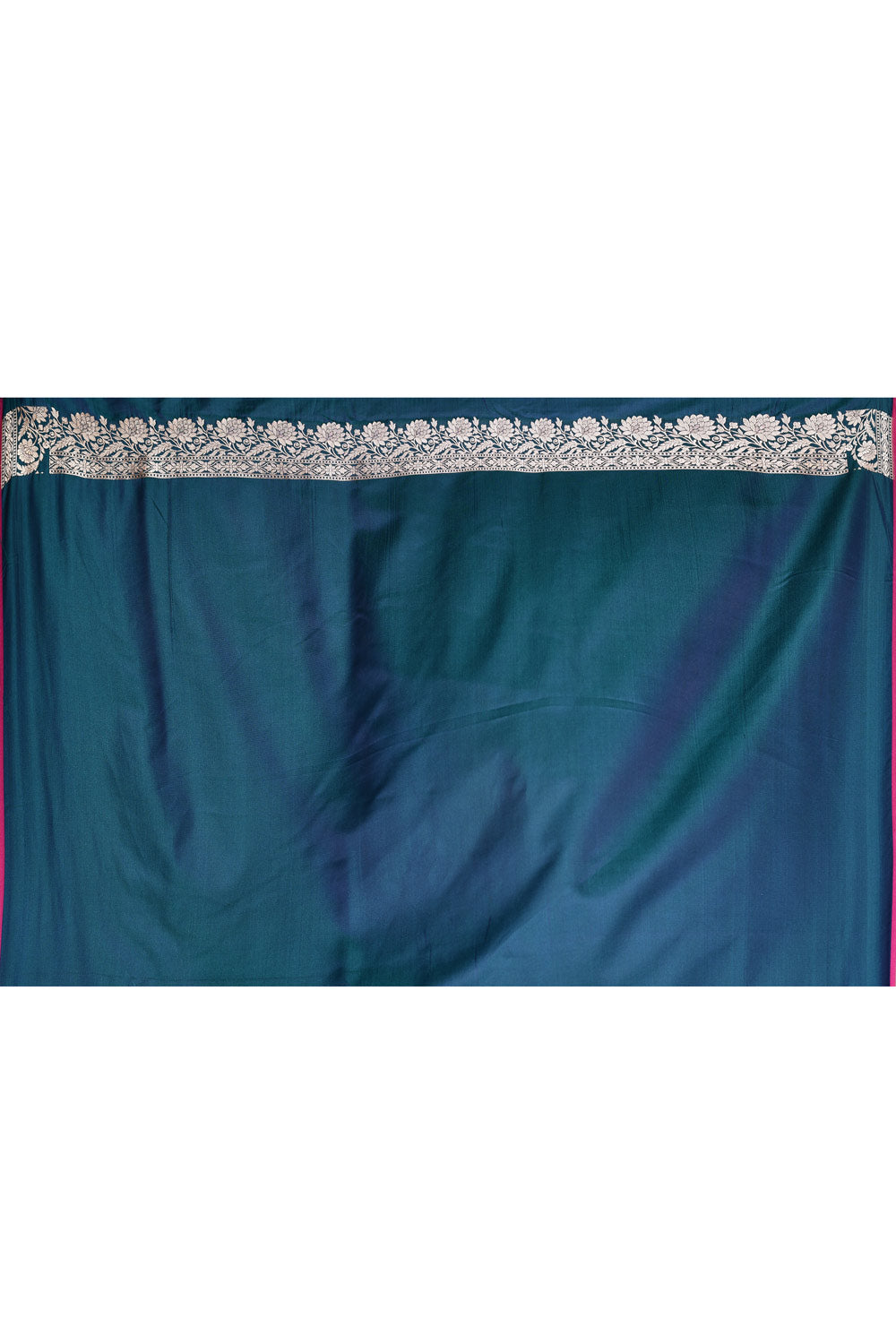 Teal Semi Katan Mushru Satin Banarasi Handloom Silk Saree Teal Semi Katan Mushru Satin Banarasi Handloom Silk Saree