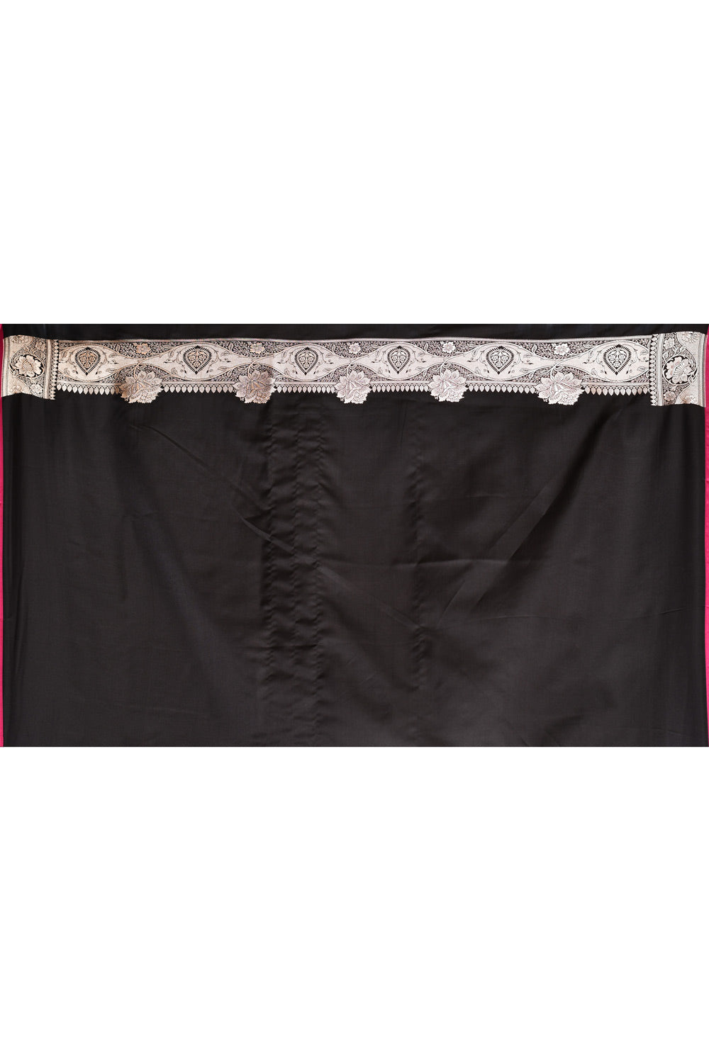 Deep Black Semi Katan Mushru Satin Banarasi Handloom Silk Saree Deep Black Semi Katan Mushru Satin Banarasi Handloom Silk Saree