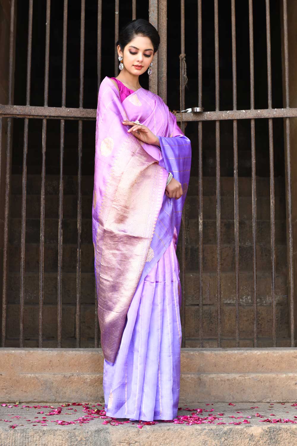 Lilac - Lavender Ombre Pure Katan Banarasi Saree Lilac - Lavender Ombre Pure Katan Banarasi Saree