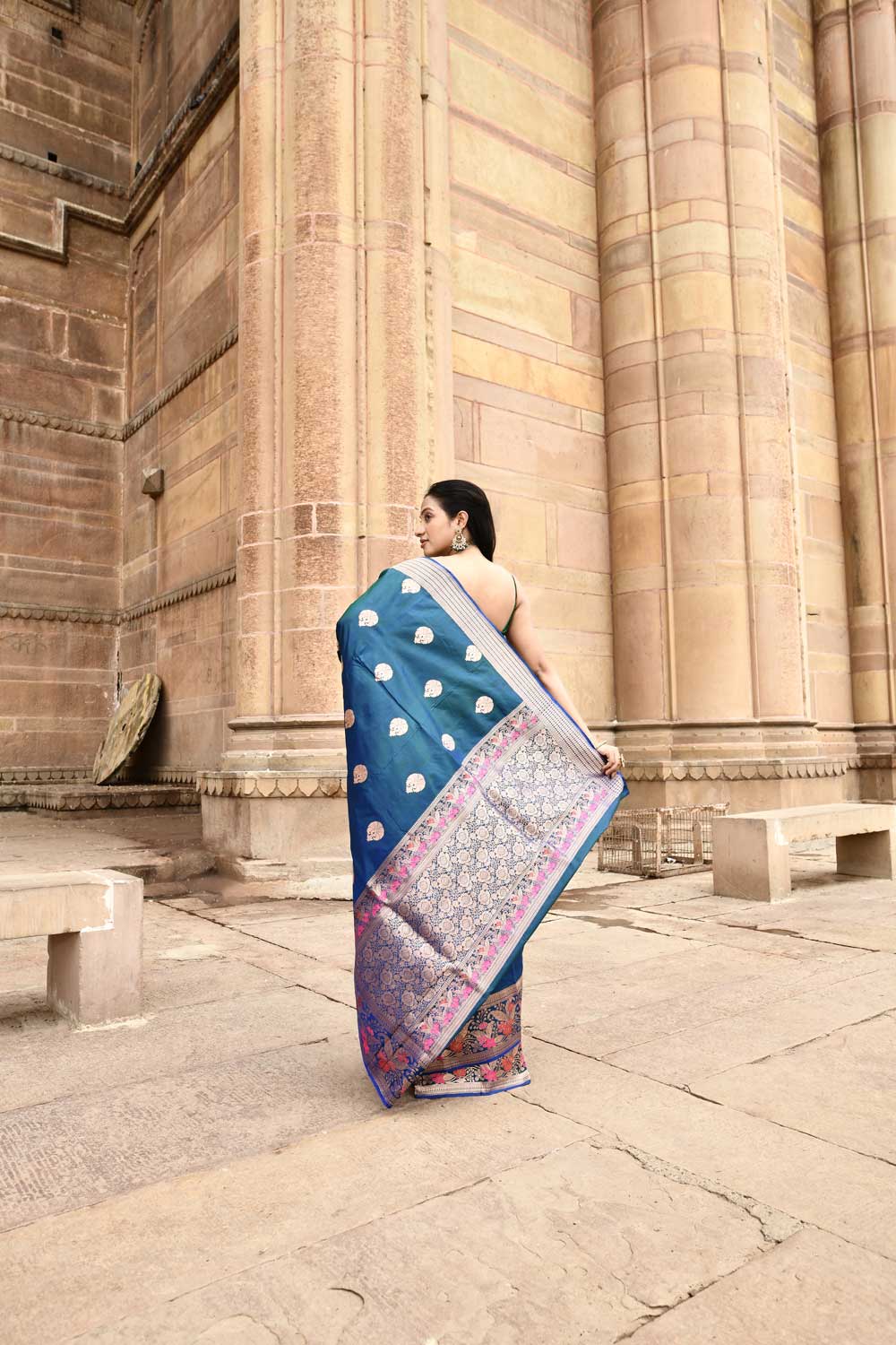 Teal Green Pure Katan Silk Banarasi Handloom Silk Saree Teal Green Pure Katan Silk Banarasi Handloom Silk Saree