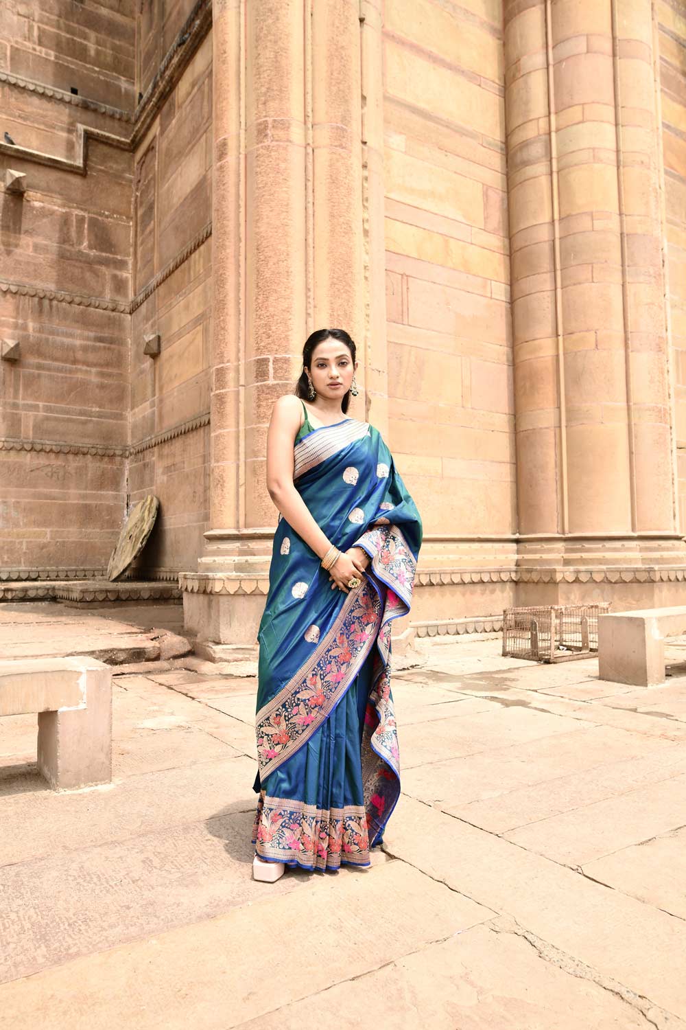 Teal Green Pure Katan Silk Banarasi Handloom Silk Saree Teal Green Pure Katan Silk Banarasi Handloom Silk Saree